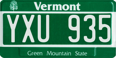 VT license plate YXU935
