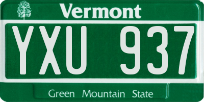 VT license plate YXU937