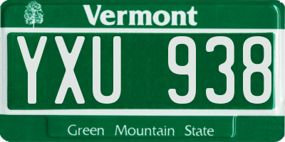 VT license plate YXU938