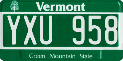 VT license plate YXU958