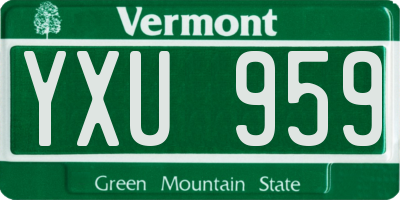 VT license plate YXU959