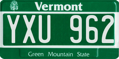 VT license plate YXU962
