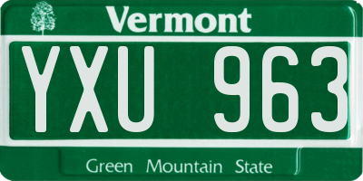 VT license plate YXU963