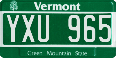 VT license plate YXU965