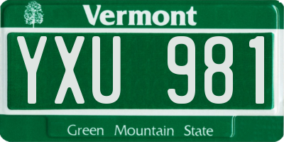 VT license plate YXU981