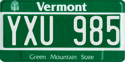VT license plate YXU985