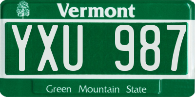 VT license plate YXU987