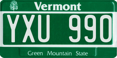 VT license plate YXU990