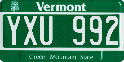 VT license plate YXU992