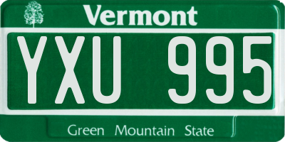 VT license plate YXU995