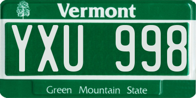 VT license plate YXU998