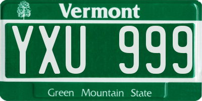VT license plate YXU999