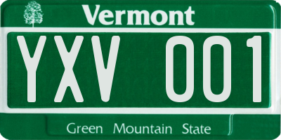 VT license plate YXV001