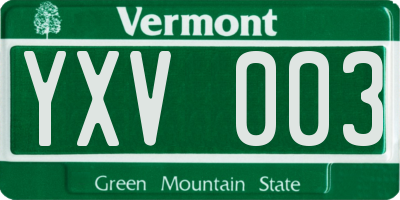 VT license plate YXV003