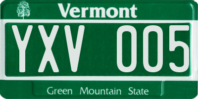 VT license plate YXV005
