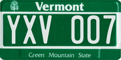 VT license plate YXV007