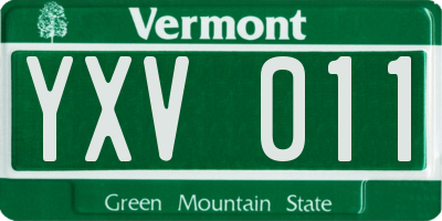 VT license plate YXV011