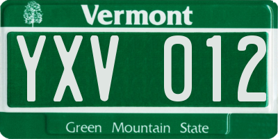 VT license plate YXV012
