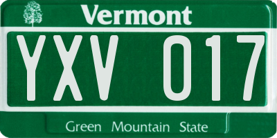 VT license plate YXV017