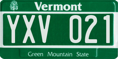 VT license plate YXV021