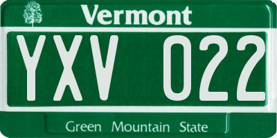 VT license plate YXV022