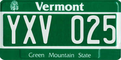 VT license plate YXV025