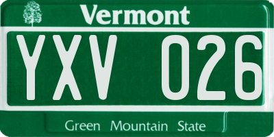 VT license plate YXV026