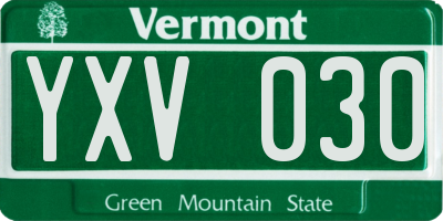 VT license plate YXV030