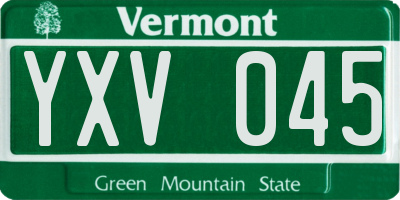 VT license plate YXV045