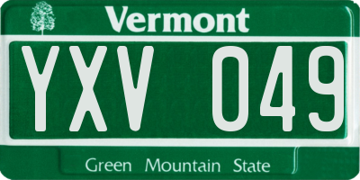 VT license plate YXV049