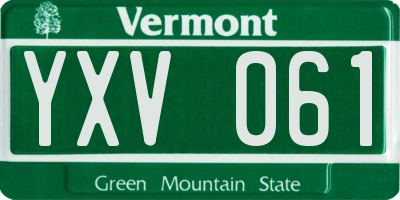 VT license plate YXV061