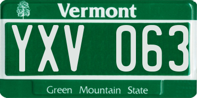 VT license plate YXV063