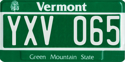 VT license plate YXV065