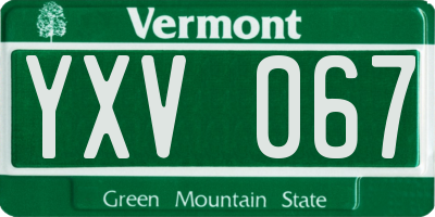 VT license plate YXV067