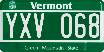 VT license plate YXV068