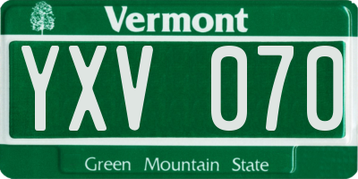 VT license plate YXV070