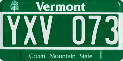 VT license plate YXV073