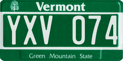 VT license plate YXV074
