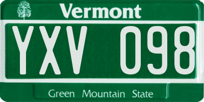 VT license plate YXV098