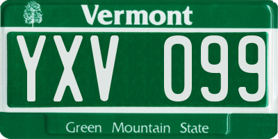 VT license plate YXV099