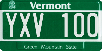 VT license plate YXV100