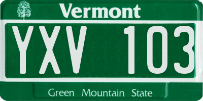 VT license plate YXV103