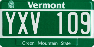 VT license plate YXV109