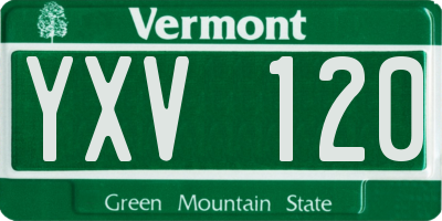 VT license plate YXV120
