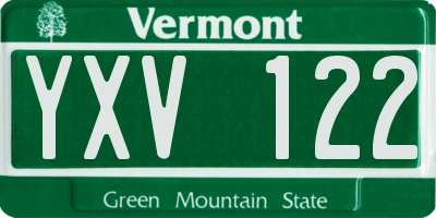 VT license plate YXV122