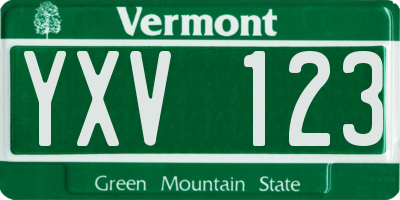 VT license plate YXV123