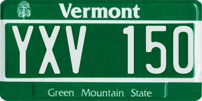 VT license plate YXV150
