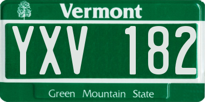 VT license plate YXV182