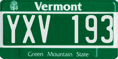 VT license plate YXV193