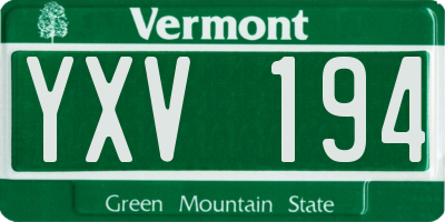 VT license plate YXV194